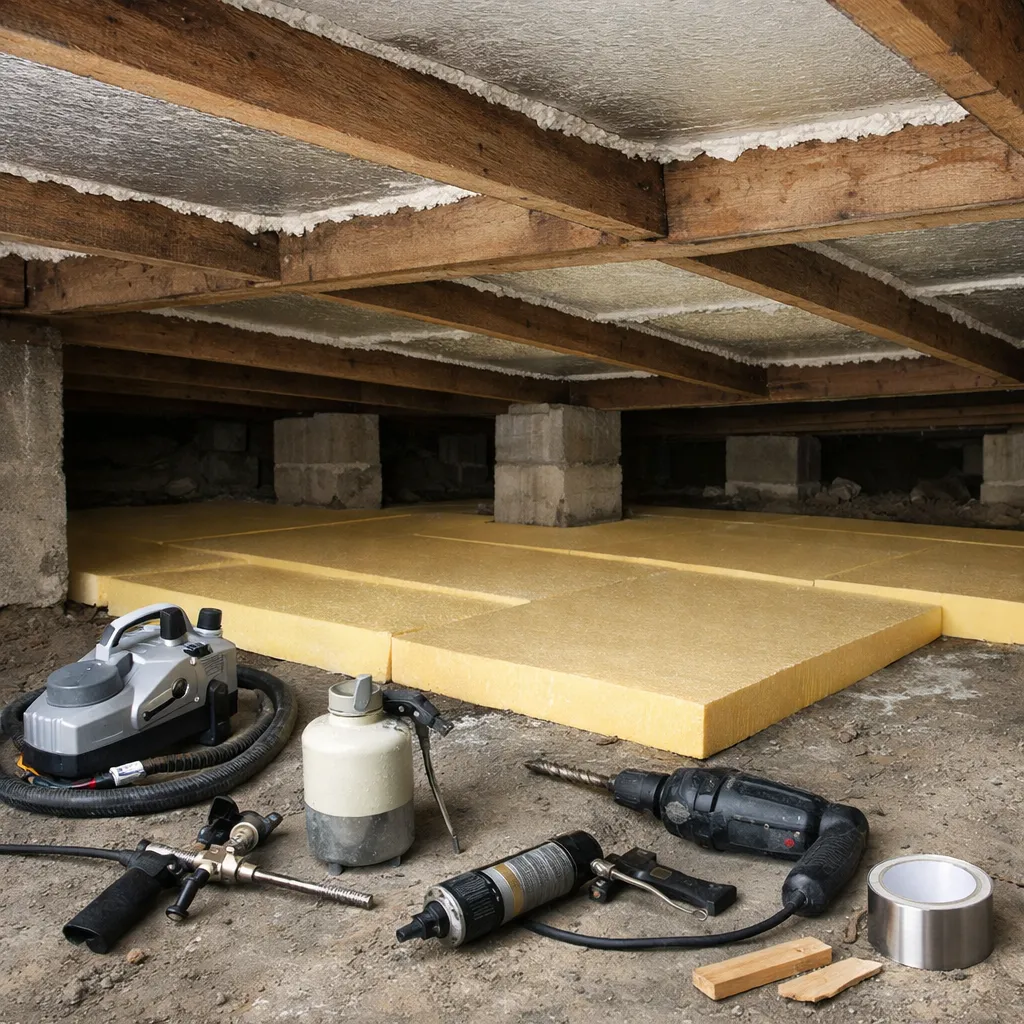 Isolation de plancher bas à Melun — panneaux sous dalle